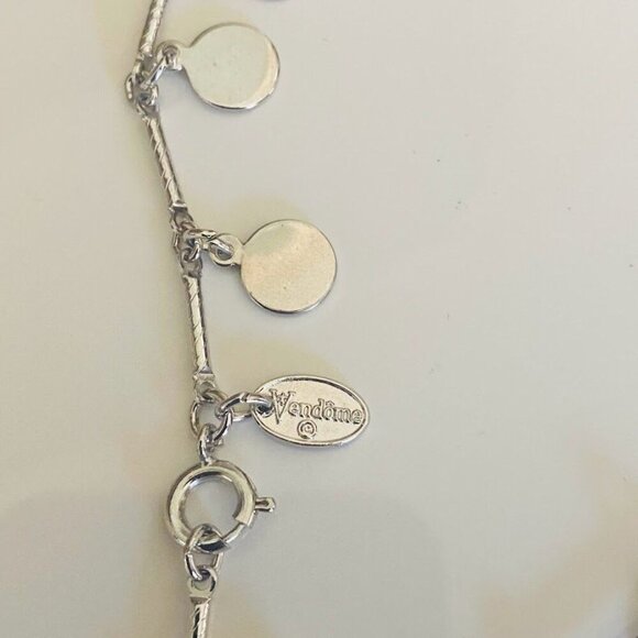 Vintage Vendome Silver Sparkle Round Disk Chain Necklace 52" - Picture 6 of 7